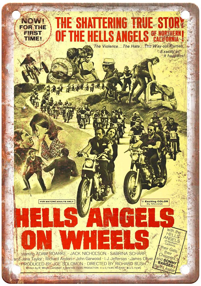 Hells Angels On Wheels Vintage Movie Poster Old Retro Look Metal Sign