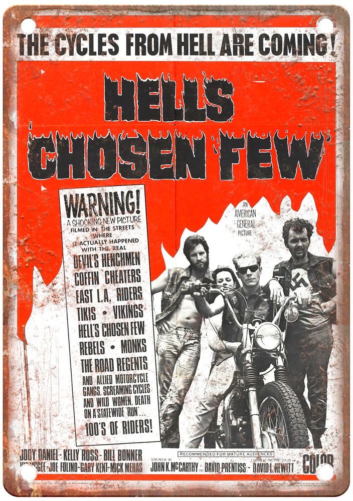 Hells Chosen Few Vintage Movie Poster Old Retro Look Metal Sign