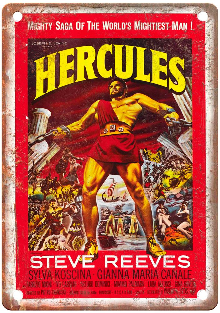 Hercules 1958 Vintage Movie Poster Old Retro Look Metal Sign