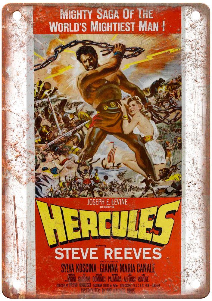 Hercules 1958 Vintage Movie Poster Old Retro Look Metal Sign