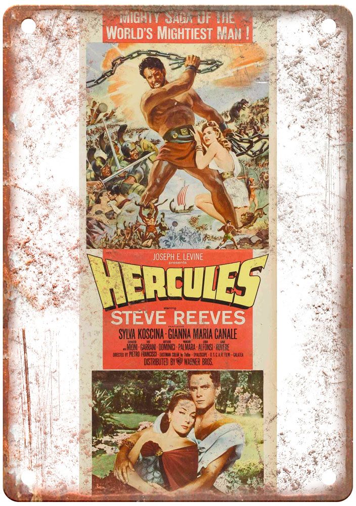 Hercules 1958 Vintage Movie Poster Old Retro Look Metal Sign