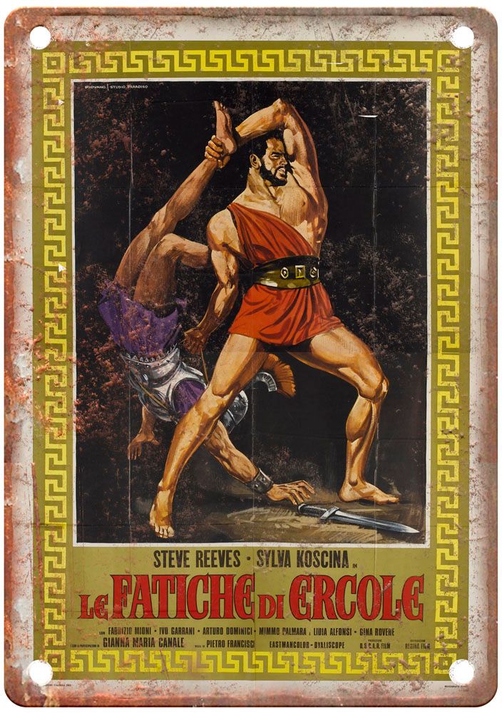 Hercules 1958 Vintage Movie Poster Old Retro Look Metal Sign