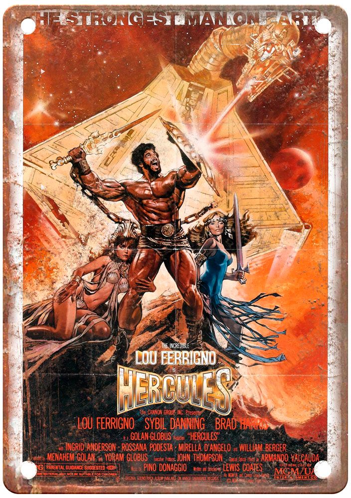 Hercules 1983 Vintage Movie Poster Old Retro Look Metal Sign