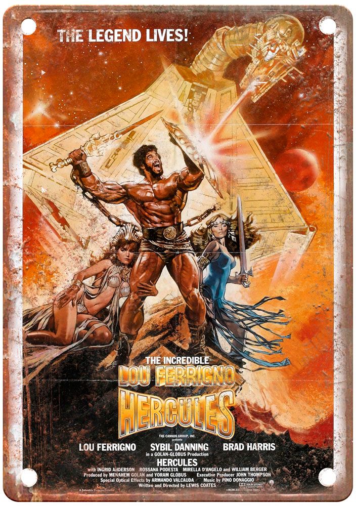 Hercules 1983 Vintage Movie Poster Old Retro Look Metal Sign