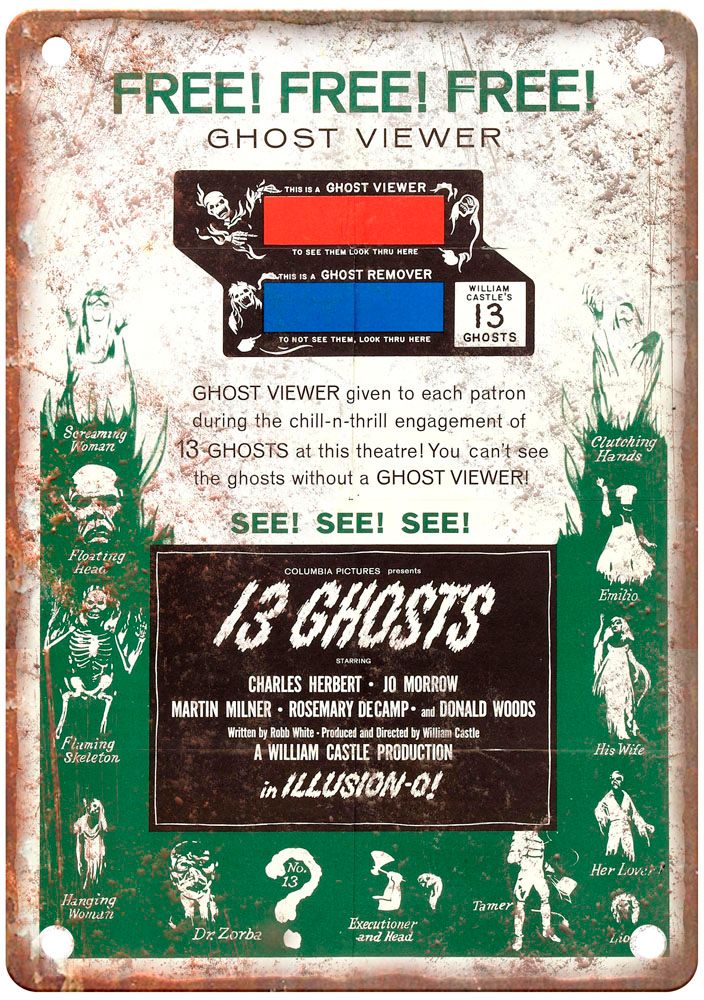 13 Ghosts Vintage Movie Poster Old Retro Look Metal Sign