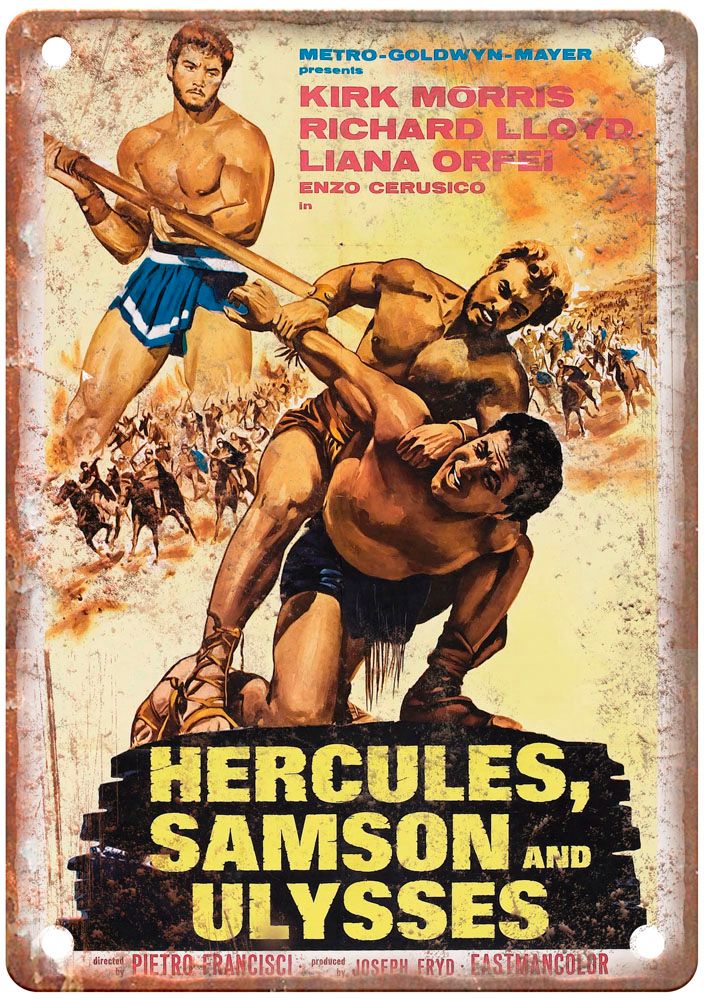 Hercules Samson And Ulysses Vintage Movie Poster Old Retro Look Metal Sign