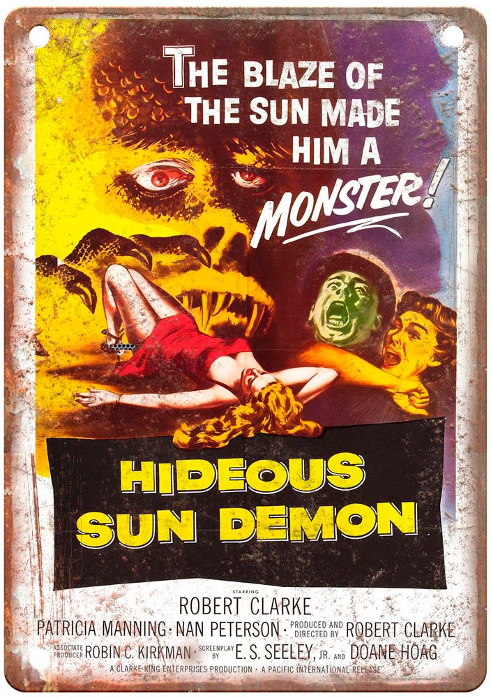 Hideous Sun Demon Vintage Movie Poster Old Retro Look Metal Sign