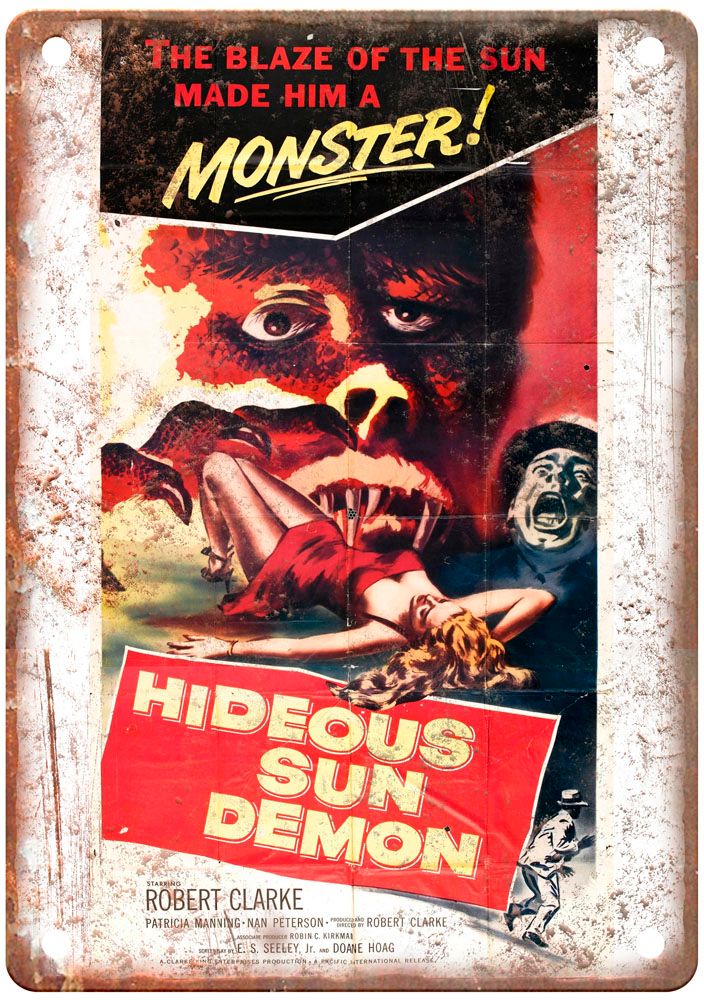 Hideous Sun Demon Vintage Movie Poster Old Retro Look Metal Sign