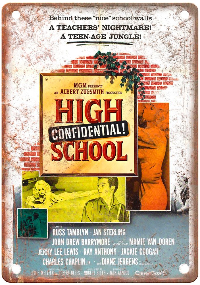 High School Confidential Vintage Movie Poster Old Retro Look Metal Sign