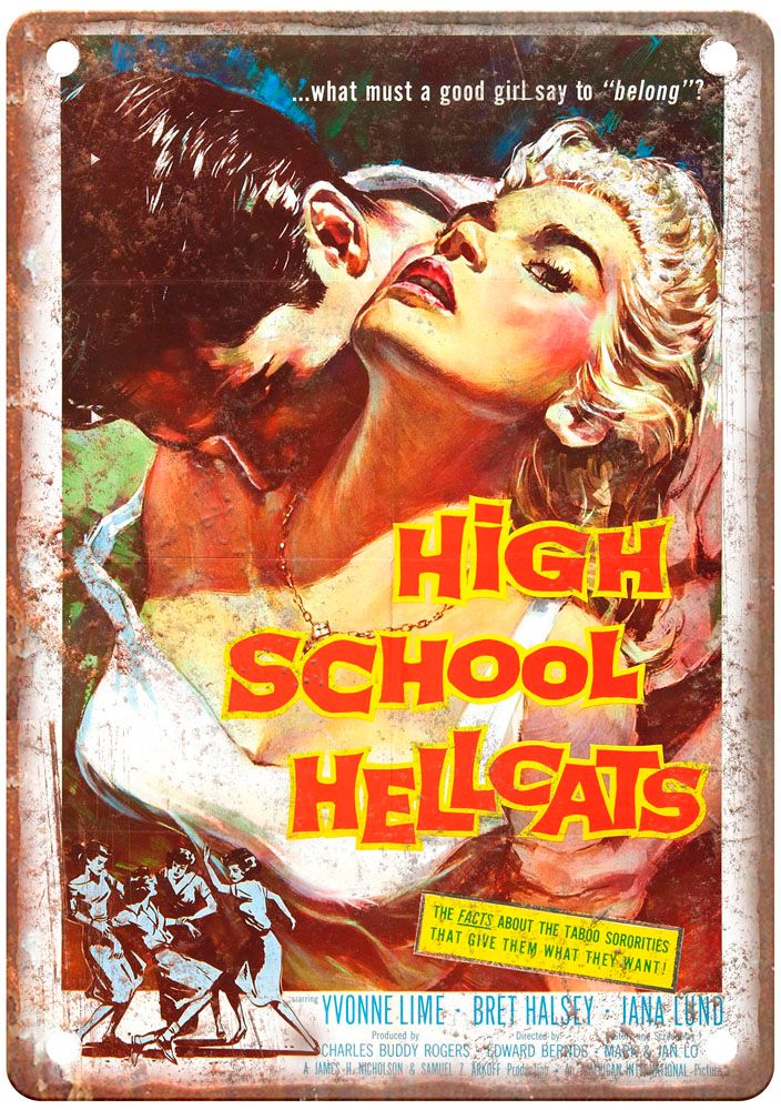 High School Hellcats Vintage Movie Poster Old Retro Look Metal Sign