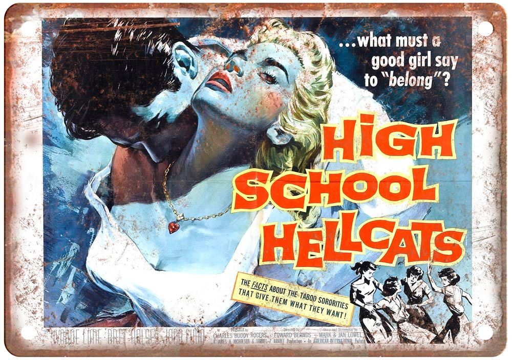 High School Hellcats Vintage Movie Poster Old Retro Look Metal Sign