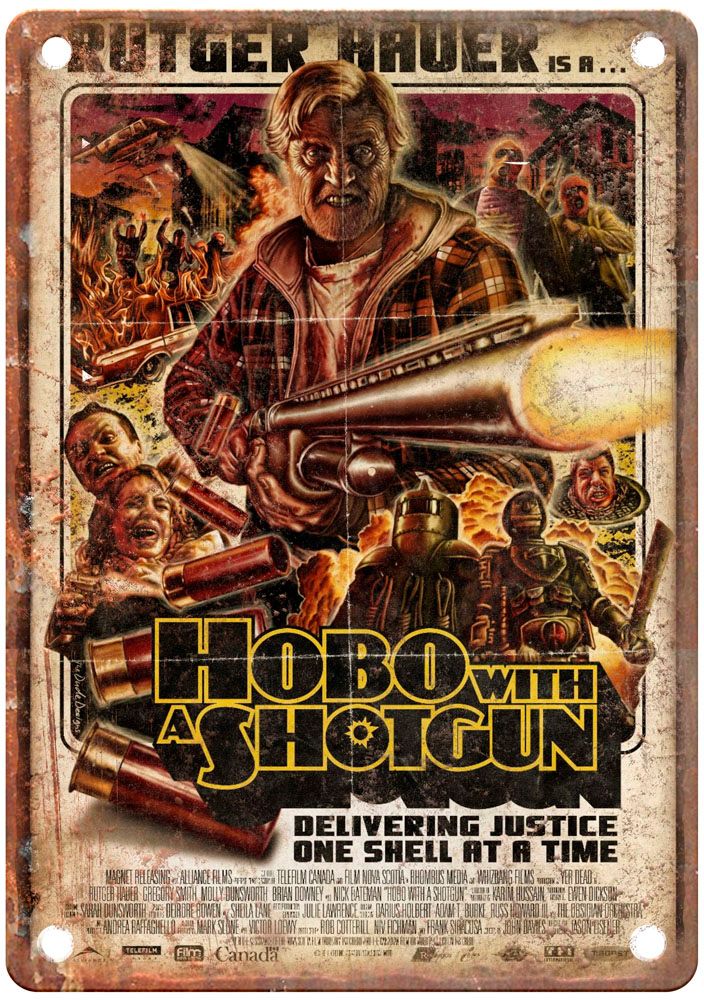 Hobo With Shotgun Vintage Movie Poster Old Retro Look Metal Sign