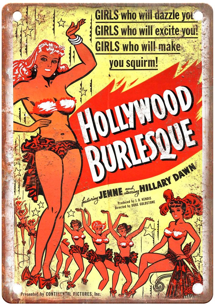 Hollywood Burlesque Vintage Movie Poster Old Retro Look Metal Sign