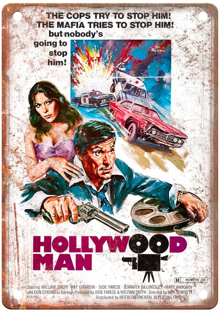 Hollywood Man Vintage Movie Poster Old Retro Look Metal Sign