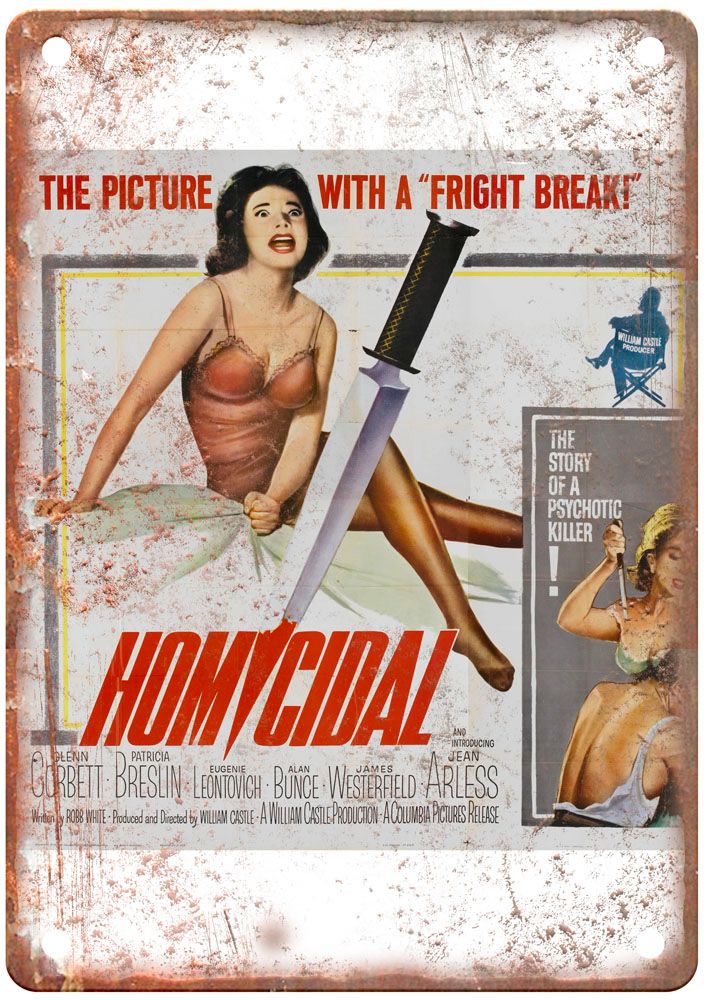 Homicidal Vintage Movie Poster Old Retro Look Metal Sign