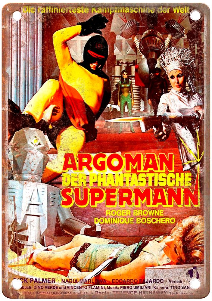 Argoman Fantastic Superman Vintage Movie Poster Old Retro Look Metal Sign