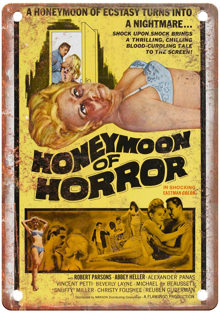 Honeymoon Of Horror Vintage Movie Poster Old Retro Look Metal Sign