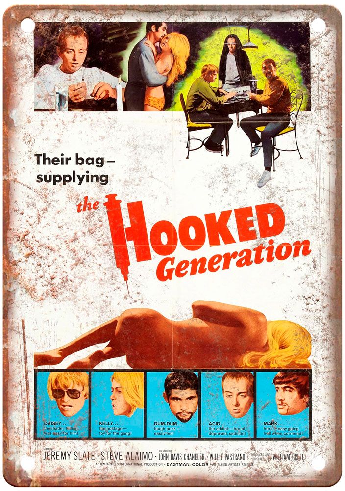 Hooked Generation Vintage Movie Poster Old Retro Look Metal Sign