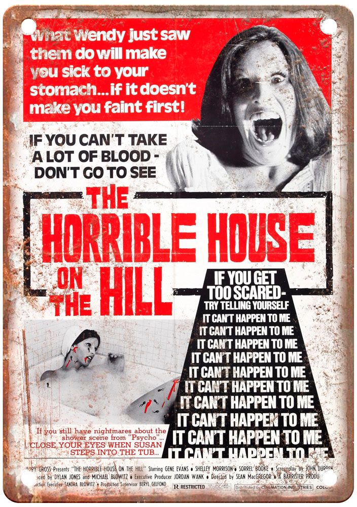 Horrible House On Hill Vintage Movie Poster Old Retro Look Metal Sign