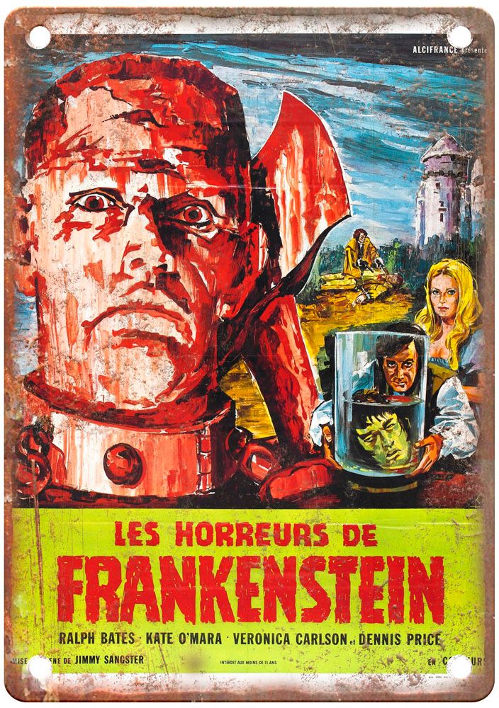 Horror Of Frankenstein Vintage Movie Poster Old Retro Look Metal Sign