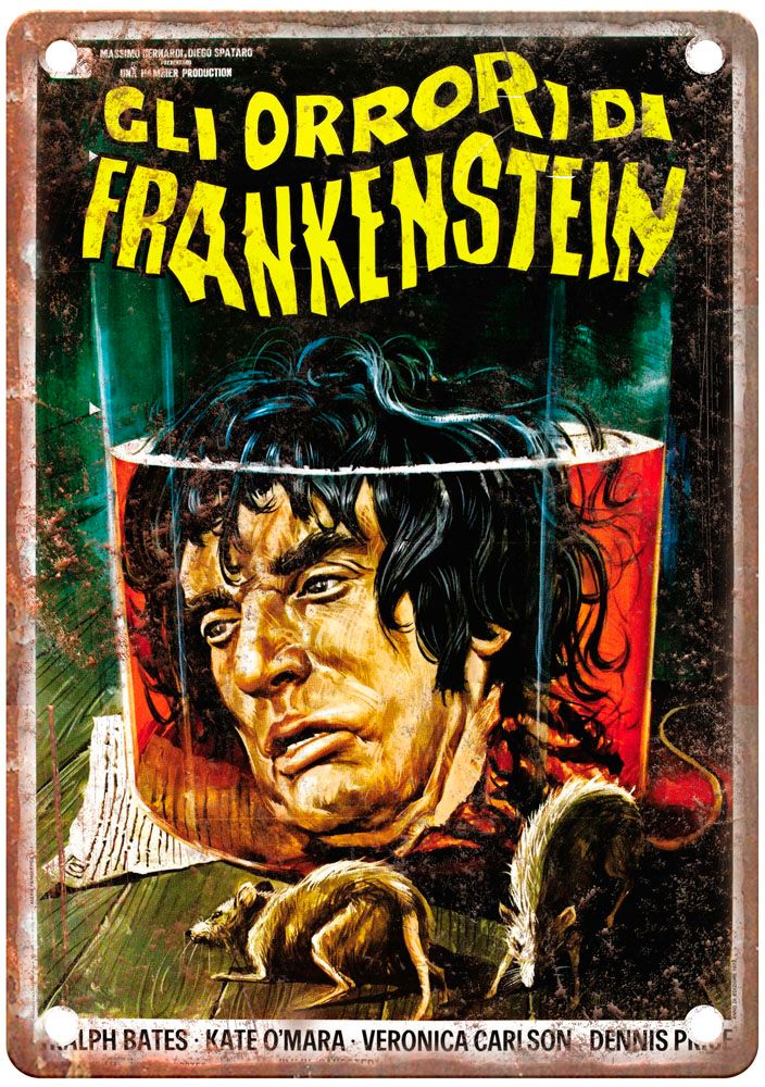 Horror Of Frankenstein Vintage Movie Poster Old Retro Look Metal Sign