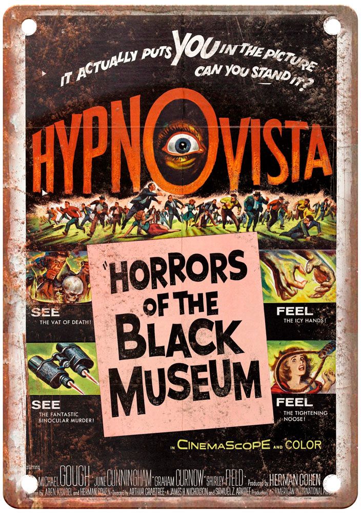 Horrors Of Black Museum Vintage Movie Poster Old Retro Look Metal Sign