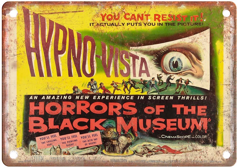 Horrors Of Black Museum Vintage Movie Poster Old Retro Look Metal Sign