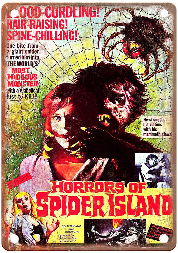 Horrors Of Spider Island Vintage Movie Poster Old Retro Look Metal Sign