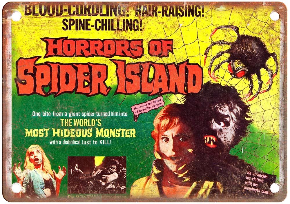 Horrors Of Spider Island Vintage Movie Poster Old Retro Look Metal Sign