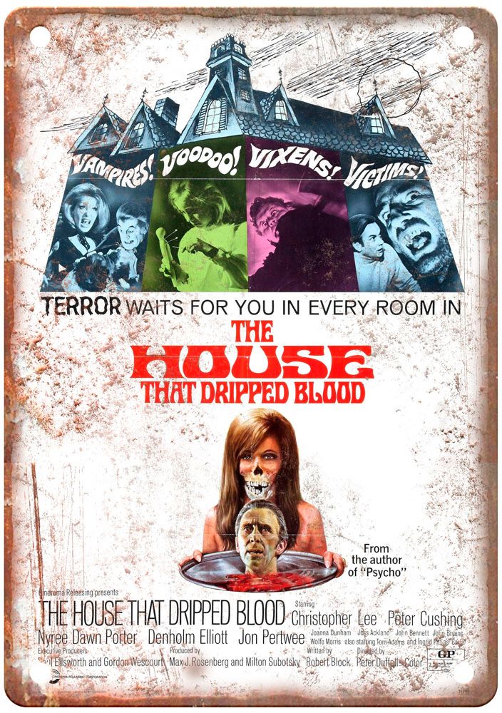 House That Dripped Blood Vintage Movie Poster Old Retro Look Metal Sign