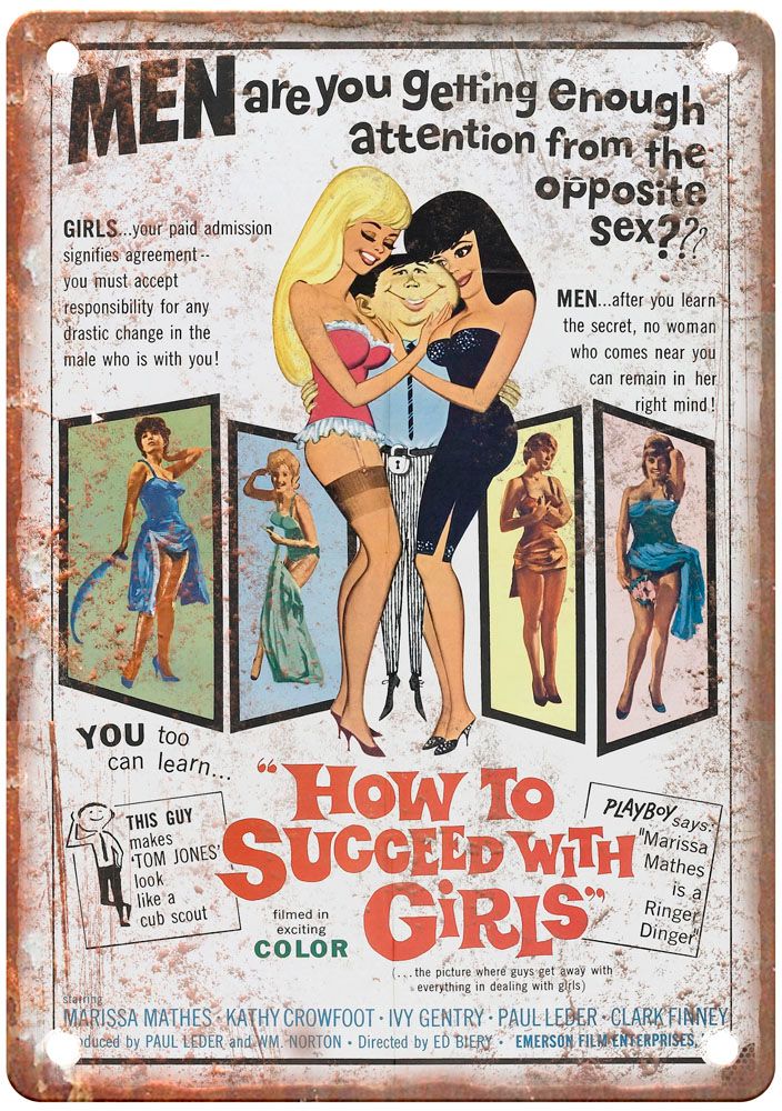 How To Succeed With Girls Vintage Movie Poster Old Retro Look Metal Sign