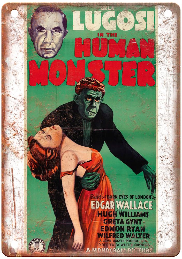 Human Monster Vintage Movie Poster Old Retro Look Metal Sign