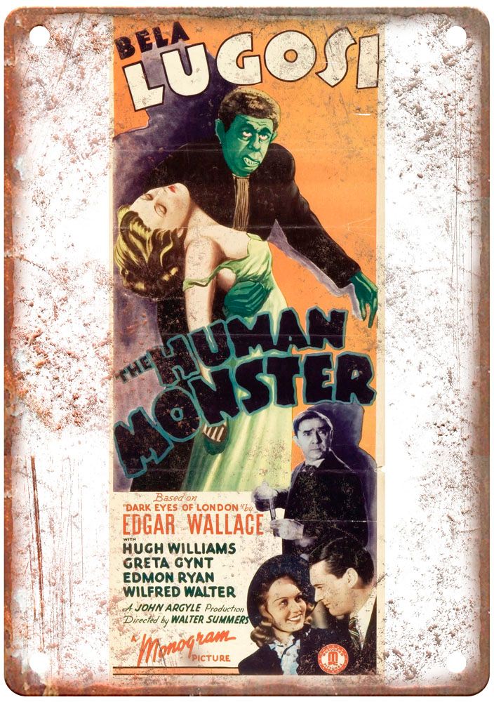 Human Monster Vintage Movie Poster Old Retro Look Metal Sign