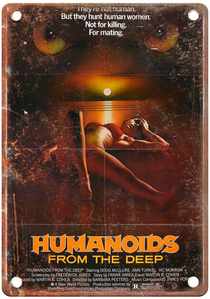 Humanoids From Deep Vintage Movie Poster Old Retro Look Metal Sign