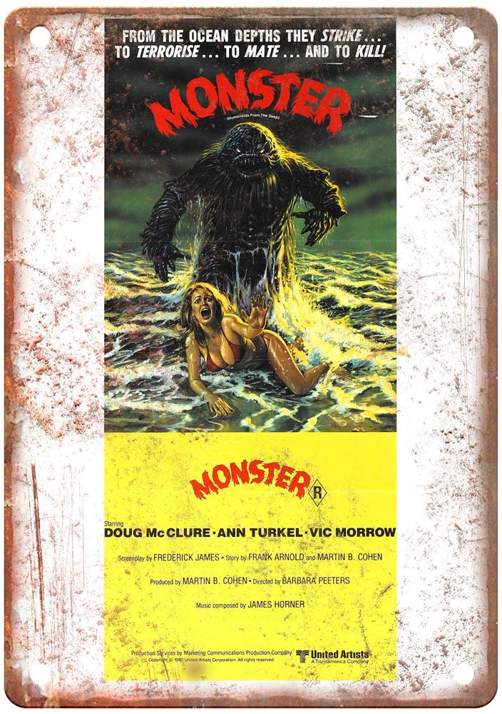 Humanoids From Deep Vintage Movie Poster Old Retro Look Metal Sign