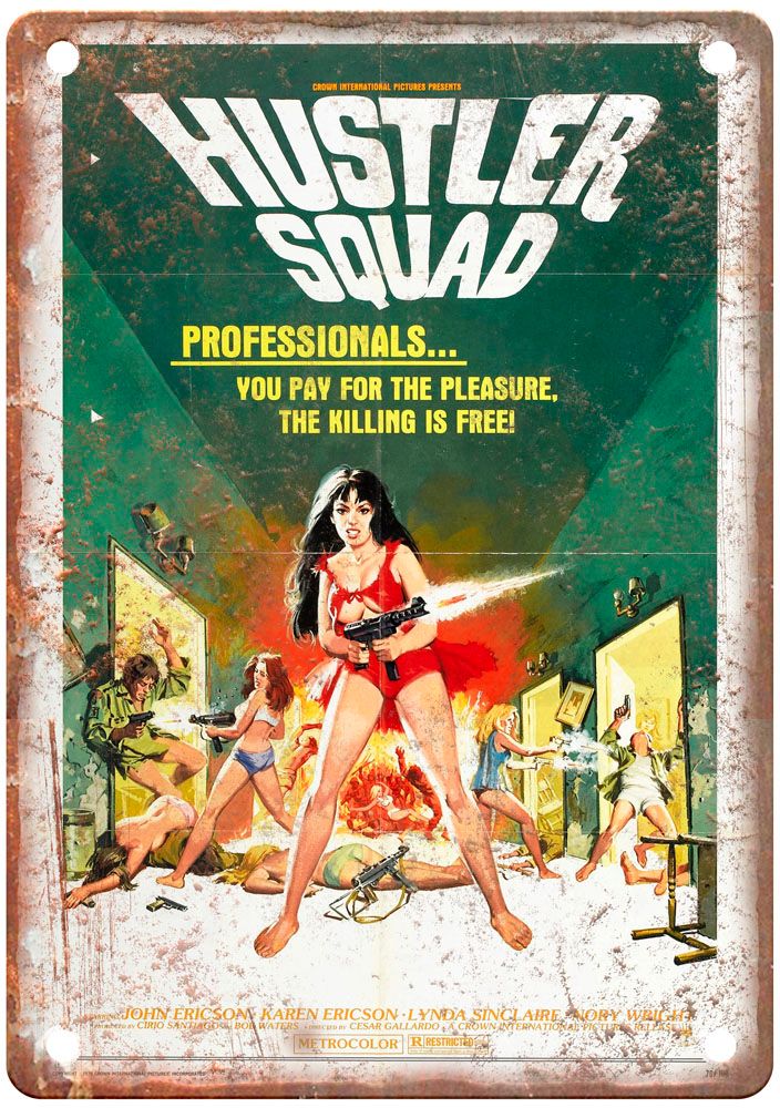 Hustler Squad Vintage Movie Poster Old Retro Look Metal Sign