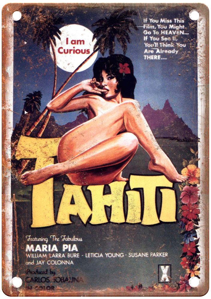 I Am Curious Tahiti Vintage Movie Poster Old Retro Look Metal Sign