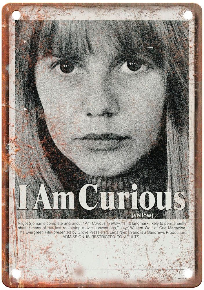 I Am Curious Yellow Vintage Movie Poster Old Retro Look Metal Sign