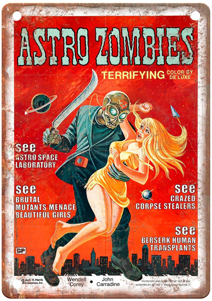 Astro Zombies Vintage Movie Poster Old Retro Look Metal Sign