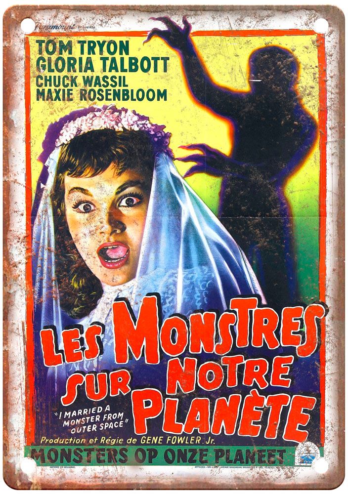 I Married Monster From Outer Space Vintage Movie Poster Old Retro Look Metal Sign