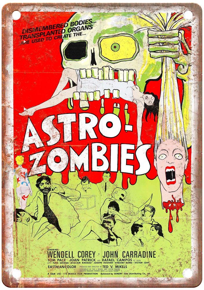 Astro Zombies Vintage Movie Poster Old Retro Look Metal Sign