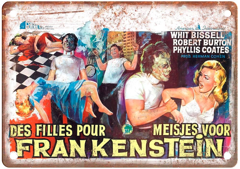 I Was Teenage Frankenstein Vintage Movie Poster Old Retro Look Metal Sign