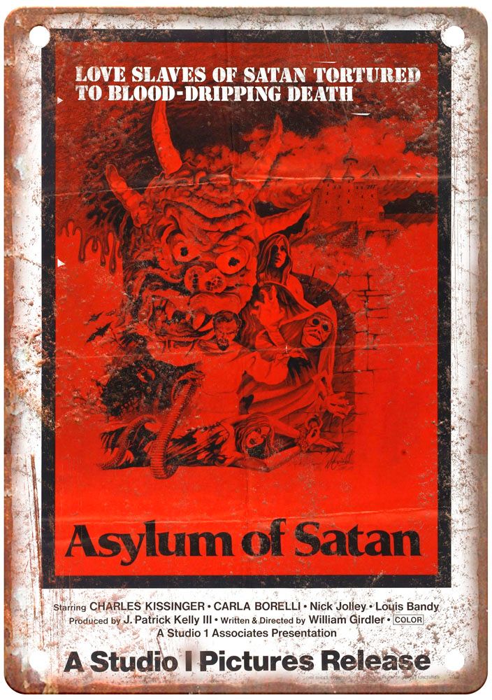 Asylum Of Satan Vintage Movie Poster Old Retro Look Metal Sign