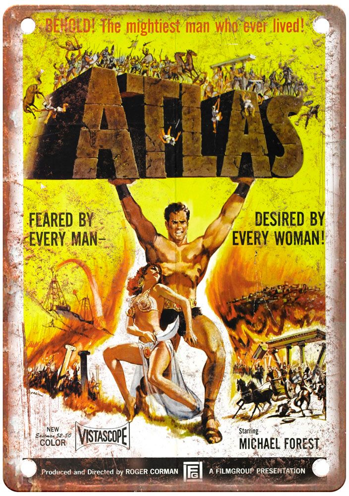 Atlas Vintage Movie Poster Old Retro Look Metal Sign