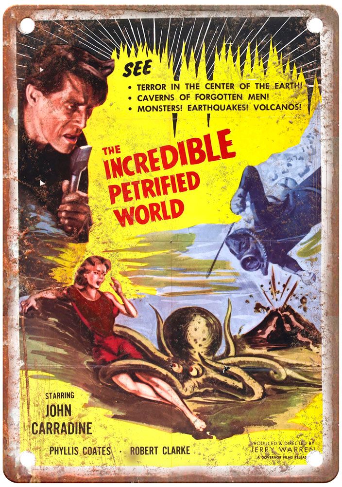 Incredible Petrified World Vintage Movie Poster Old Retro Look Metal Sign