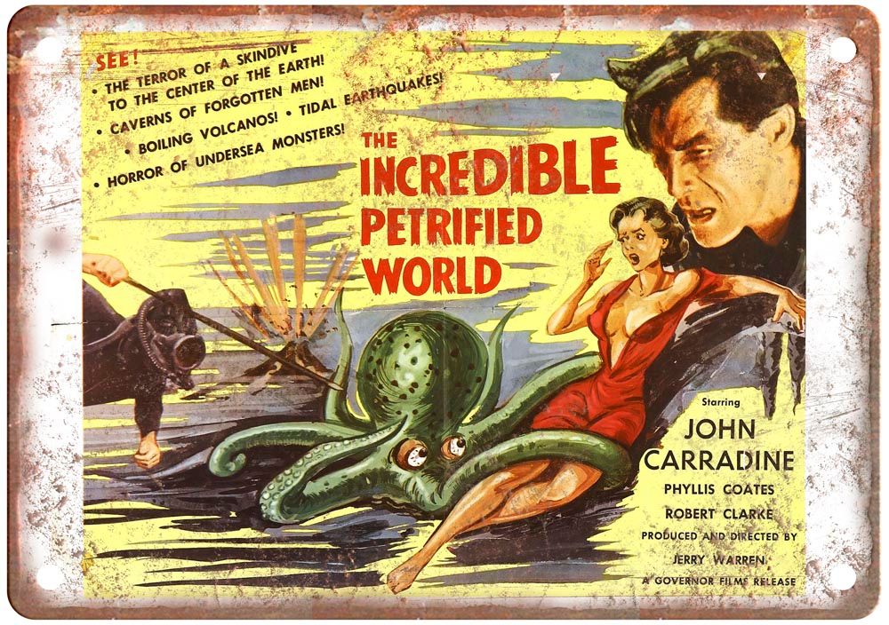 Incredible Petrified World Vintage Movie Poster Old Retro Look Metal Sign