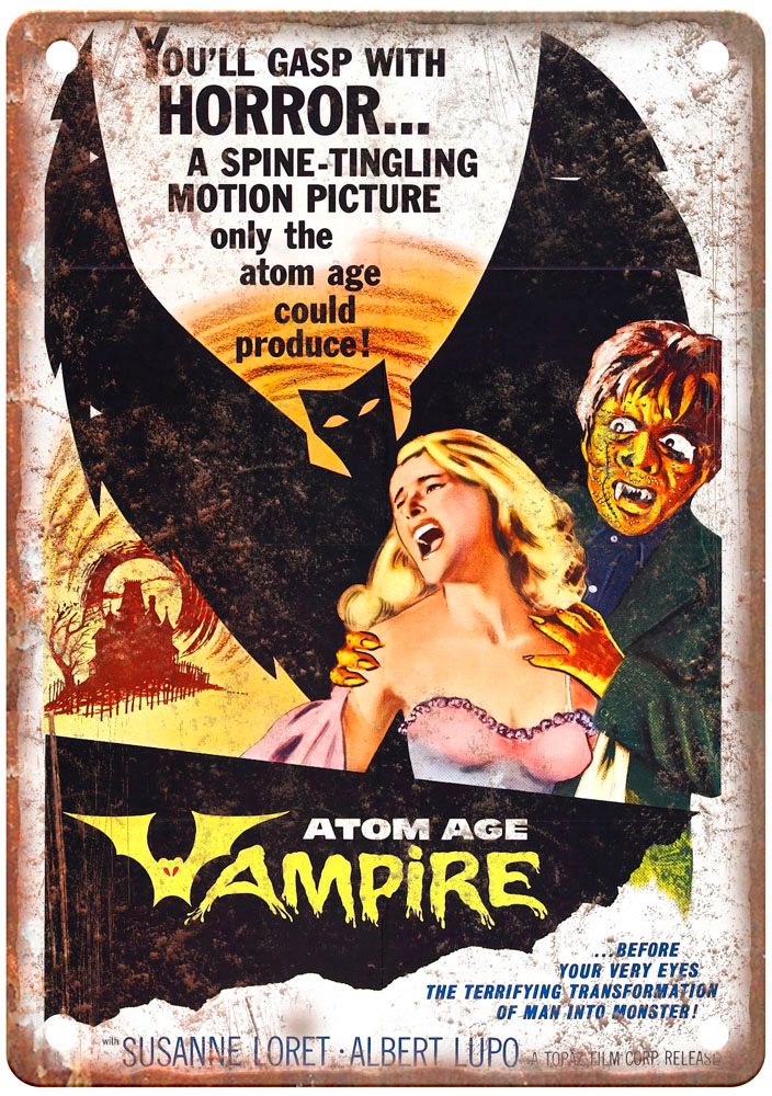 Atom Age Vampire Vintage Movie Poster Old Retro Look Metal Sign