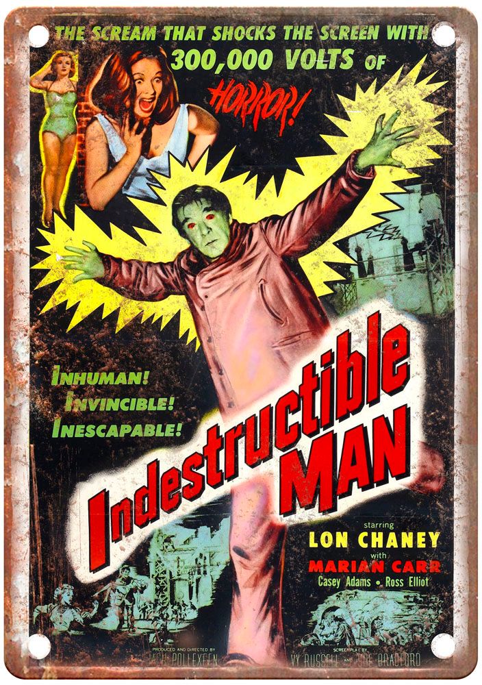 Indestructible Man Vintage Movie Poster Old Retro Look Metal Sign