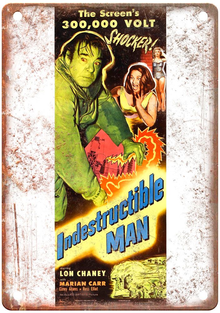 Indestructible Man Vintage Movie Poster Old Retro Look Metal Sign