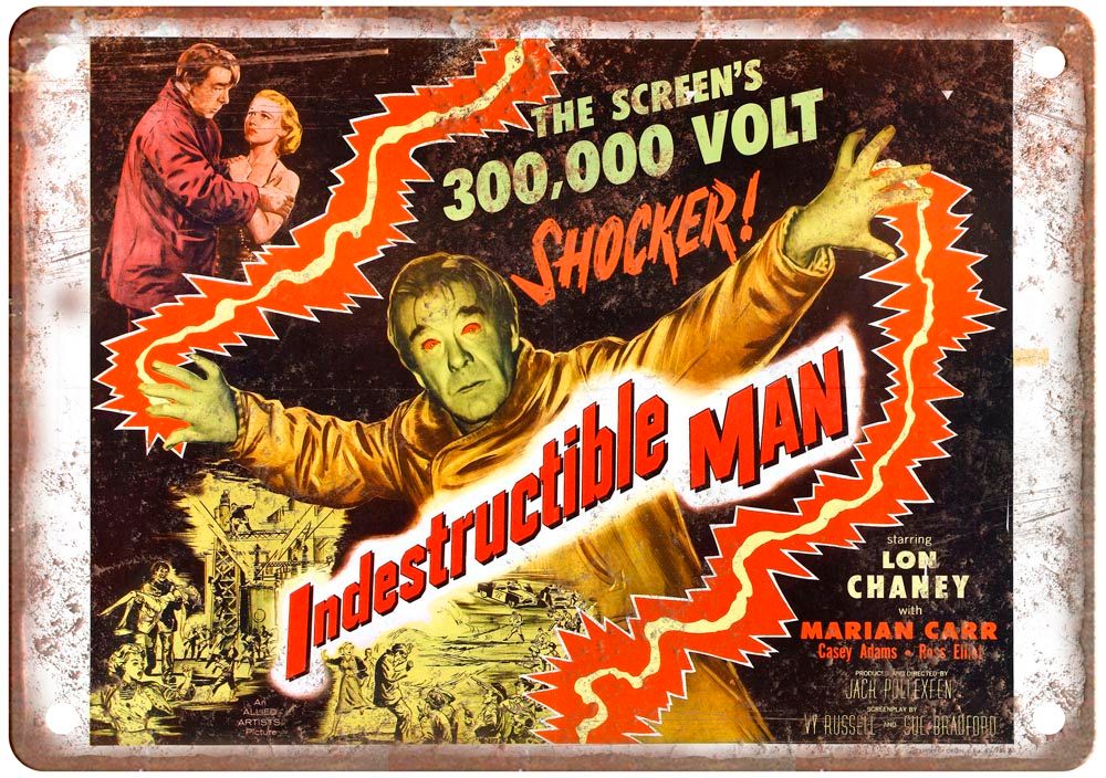 Indestructible Man Vintage Movie Poster Old Retro Look Metal Sign